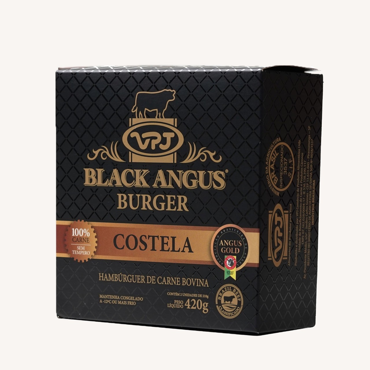 HAMBÚRGUER DE COSTELA 210g CX 420g - BLACK ANGUS VPJ - SEM TEMPERO 
